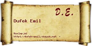 Dufek Emil névjegykártya
