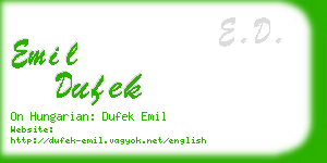 emil dufek business card